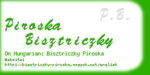piroska bisztriczky business card